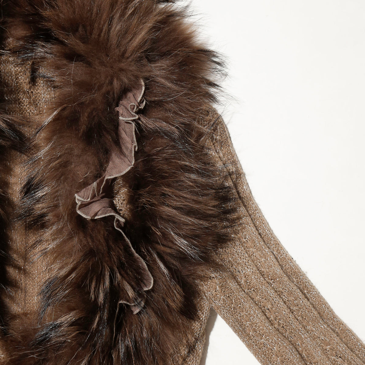 vintage fur collar caribbean knit dress