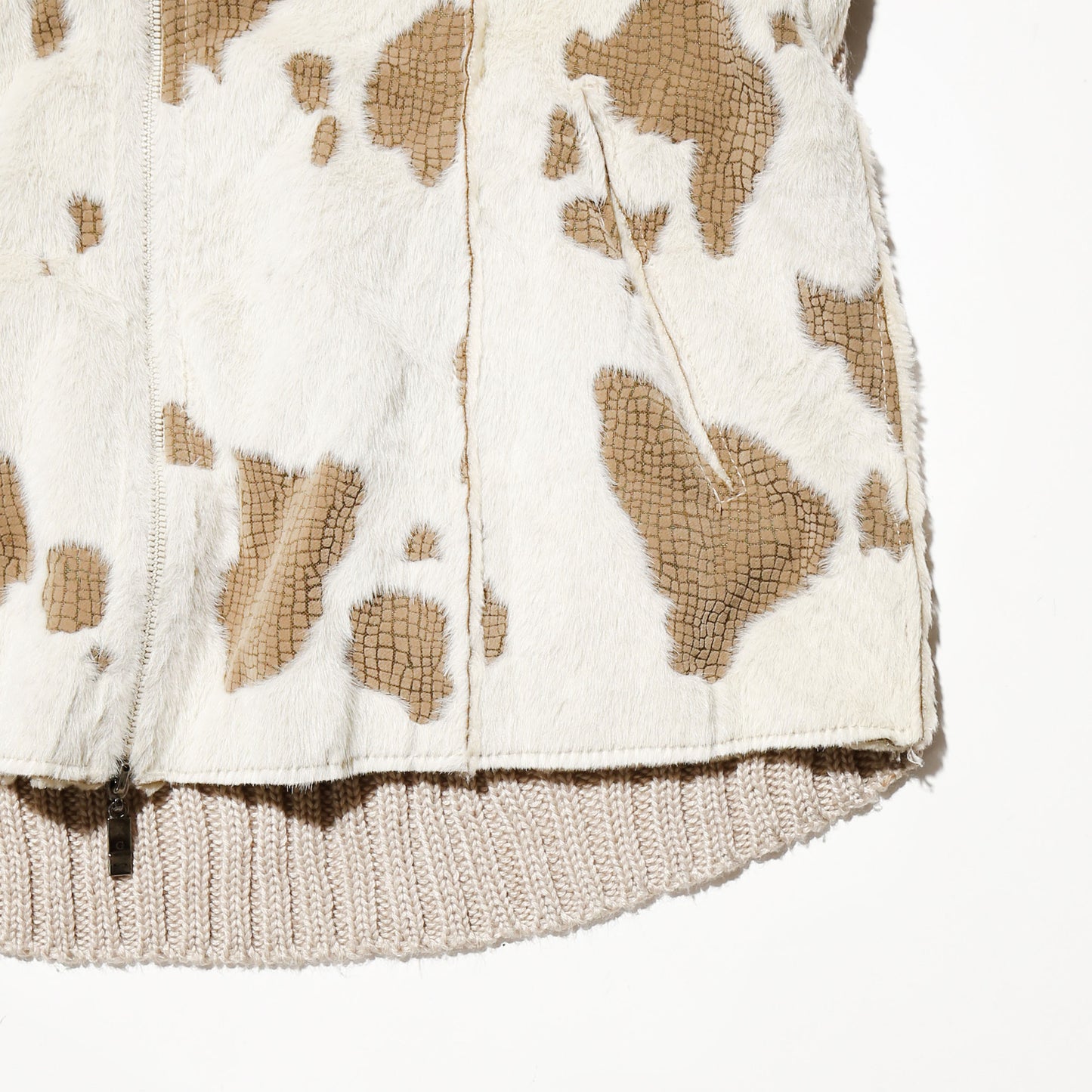 vintage faux cow knit hoodie