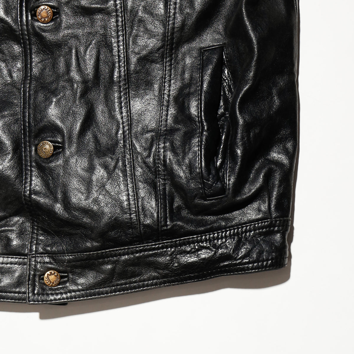 vintage cow leather truker jacket