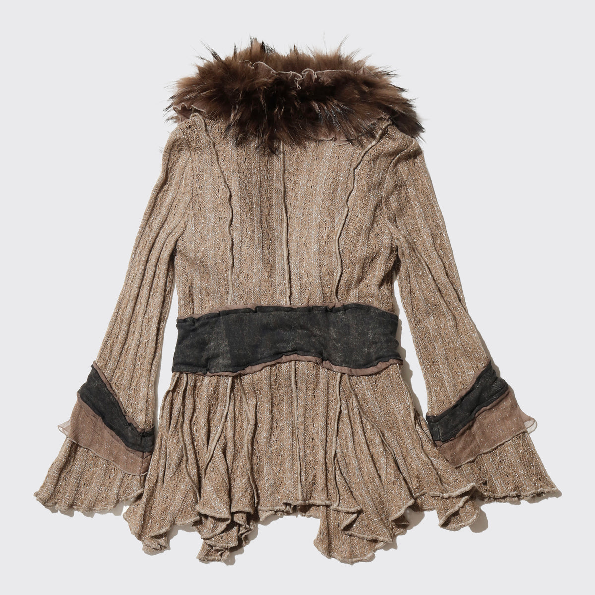 vintage fur collar caribbean knit dress