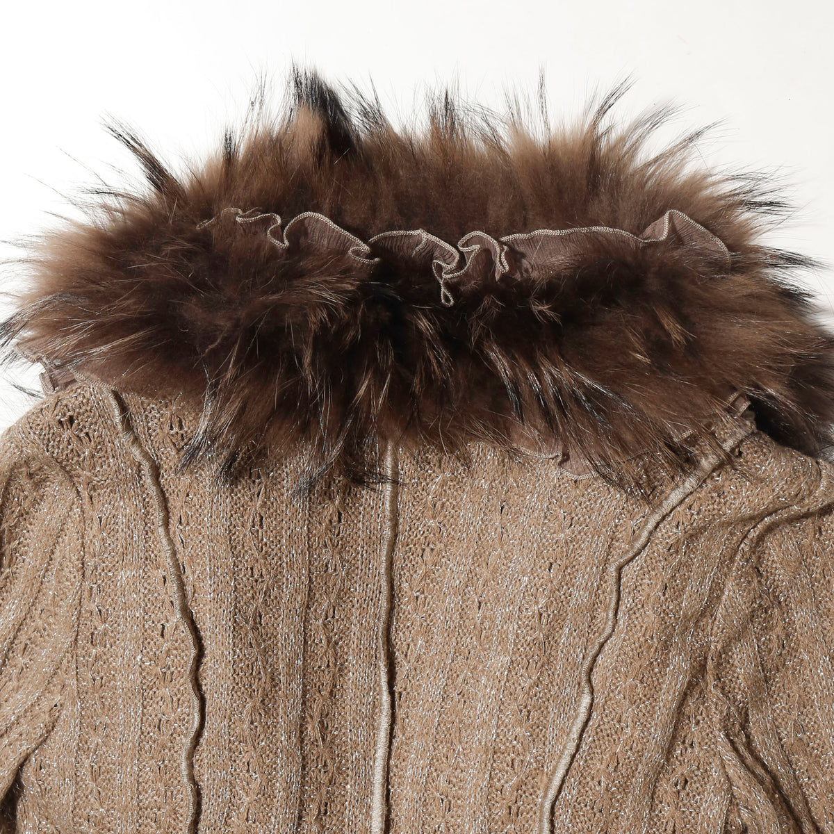vintage fur collar caribbean knit dress