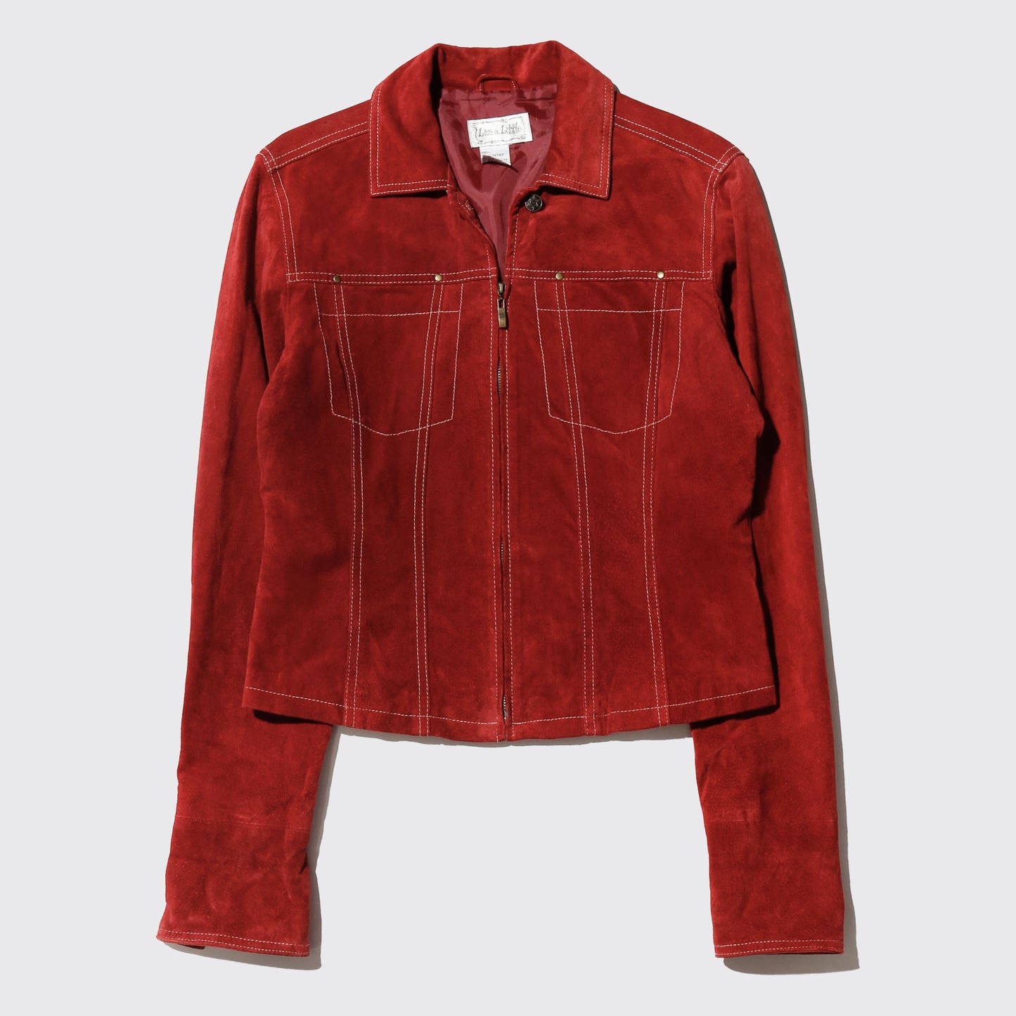 vintage cropped suede leather trucker jacket