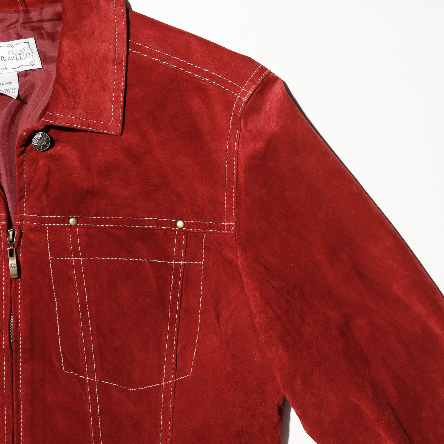 vintage cropped suede leather trucker jacket