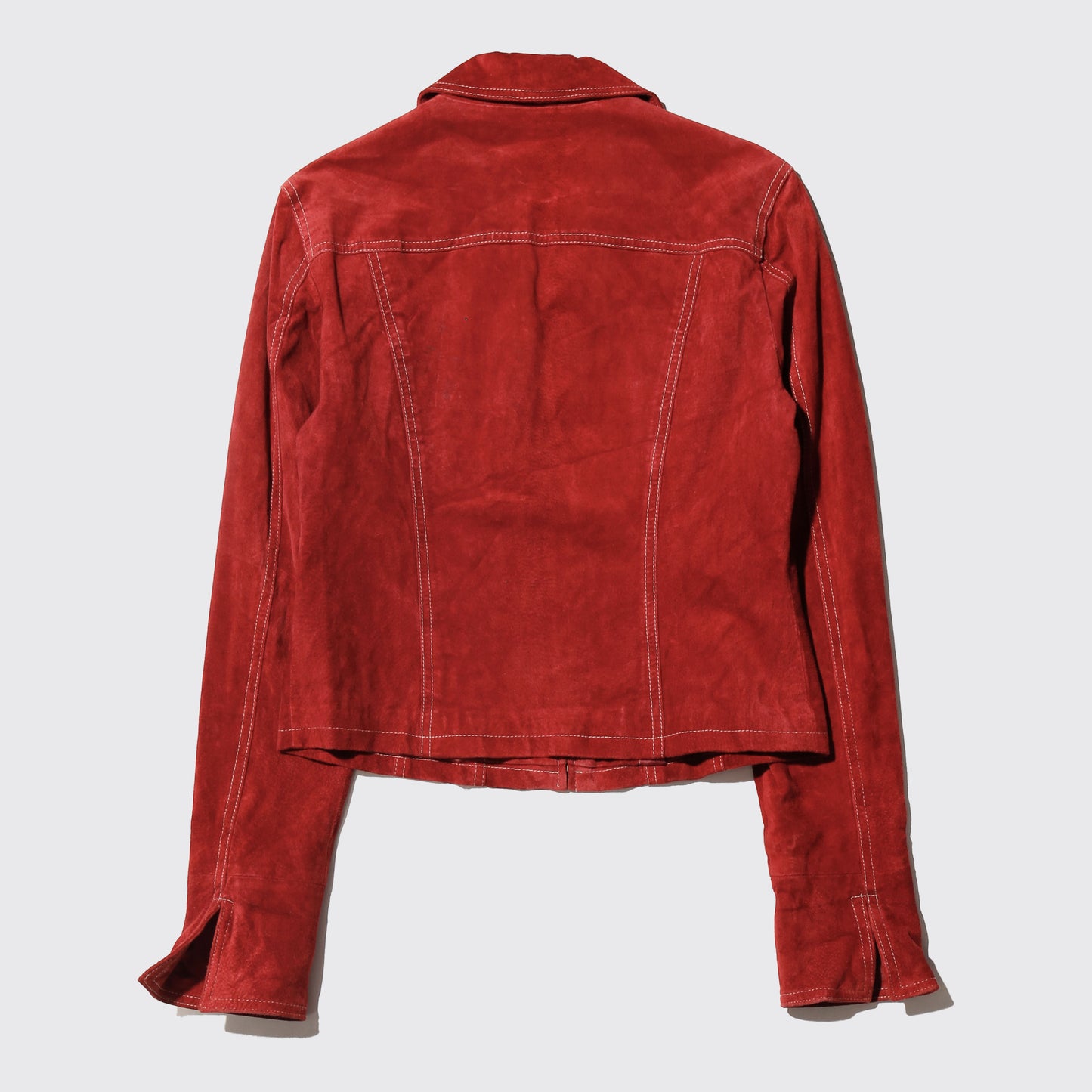vintage cropped suede leather trucker jacket