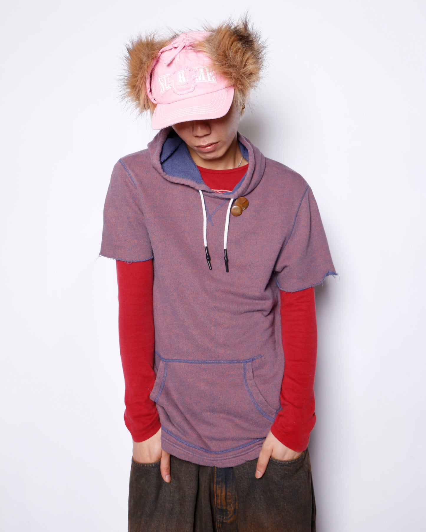 vintage cotton h/s hoodie, with copper badge