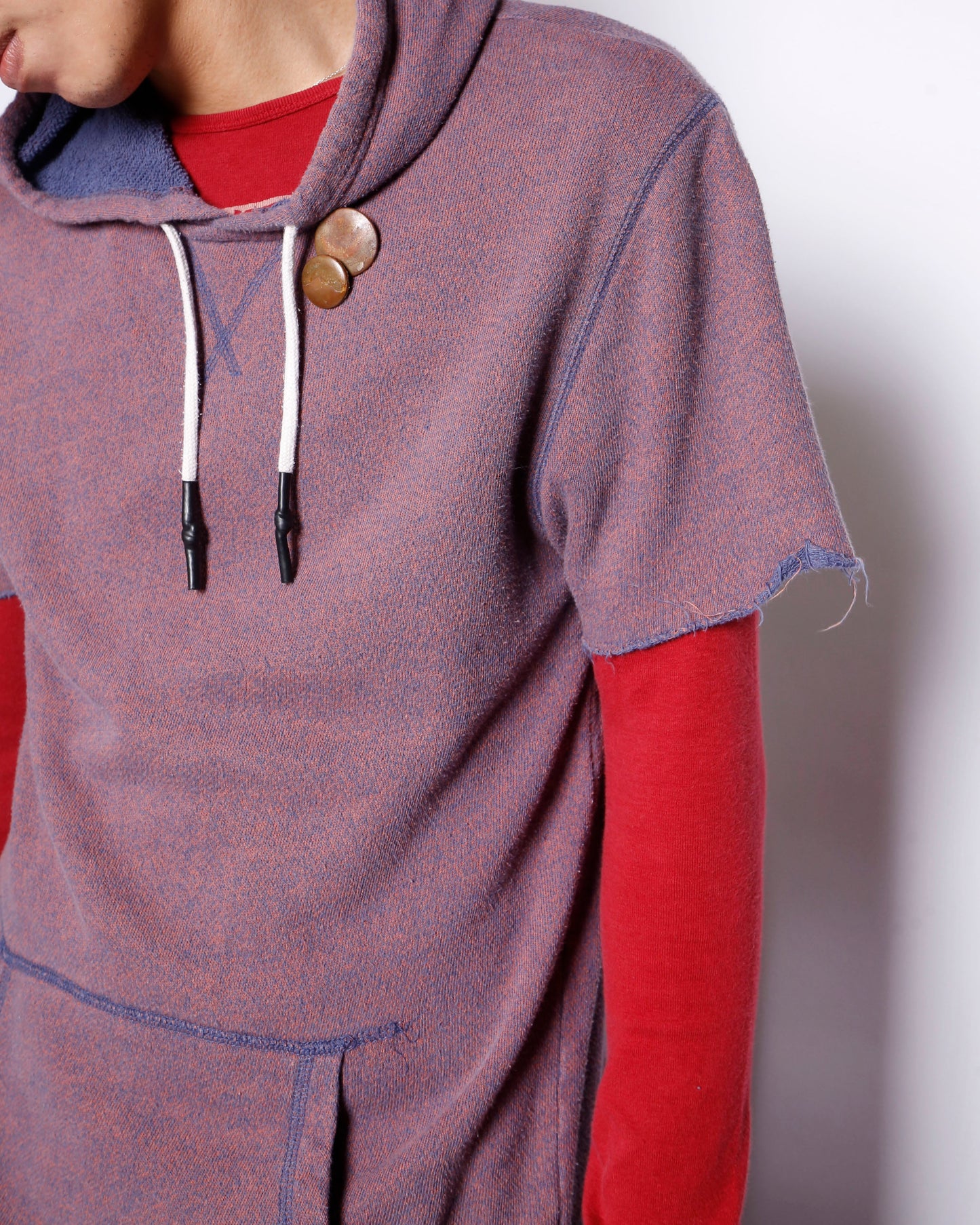 vintage cotton h/s hoodie, with copper badge