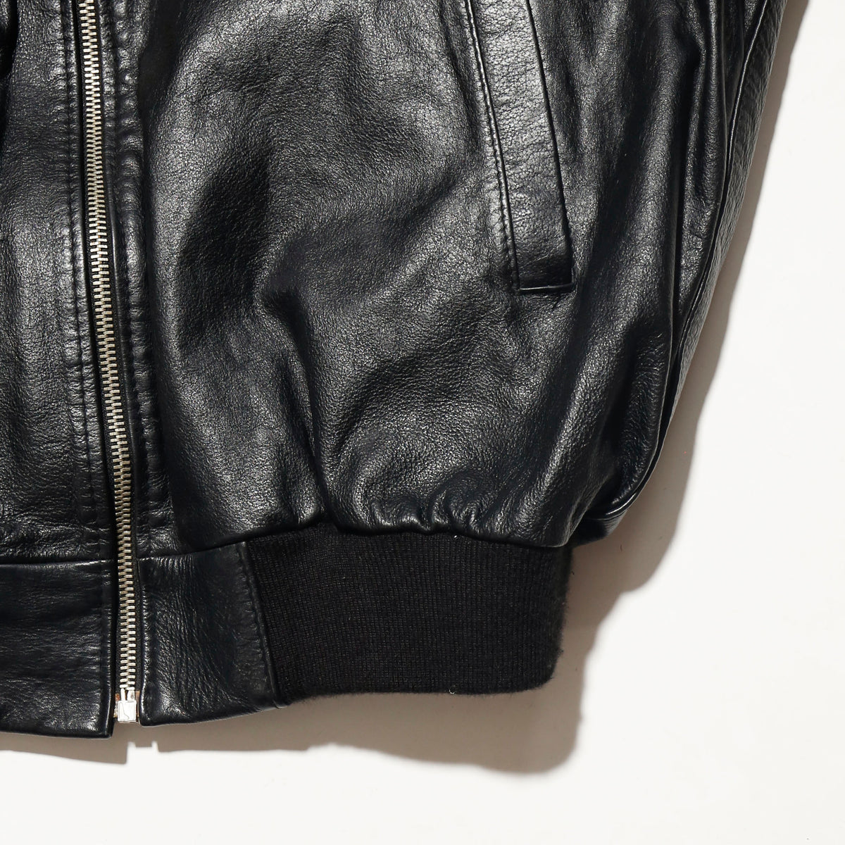 *one-off with sailor collar leather aviator jacket
