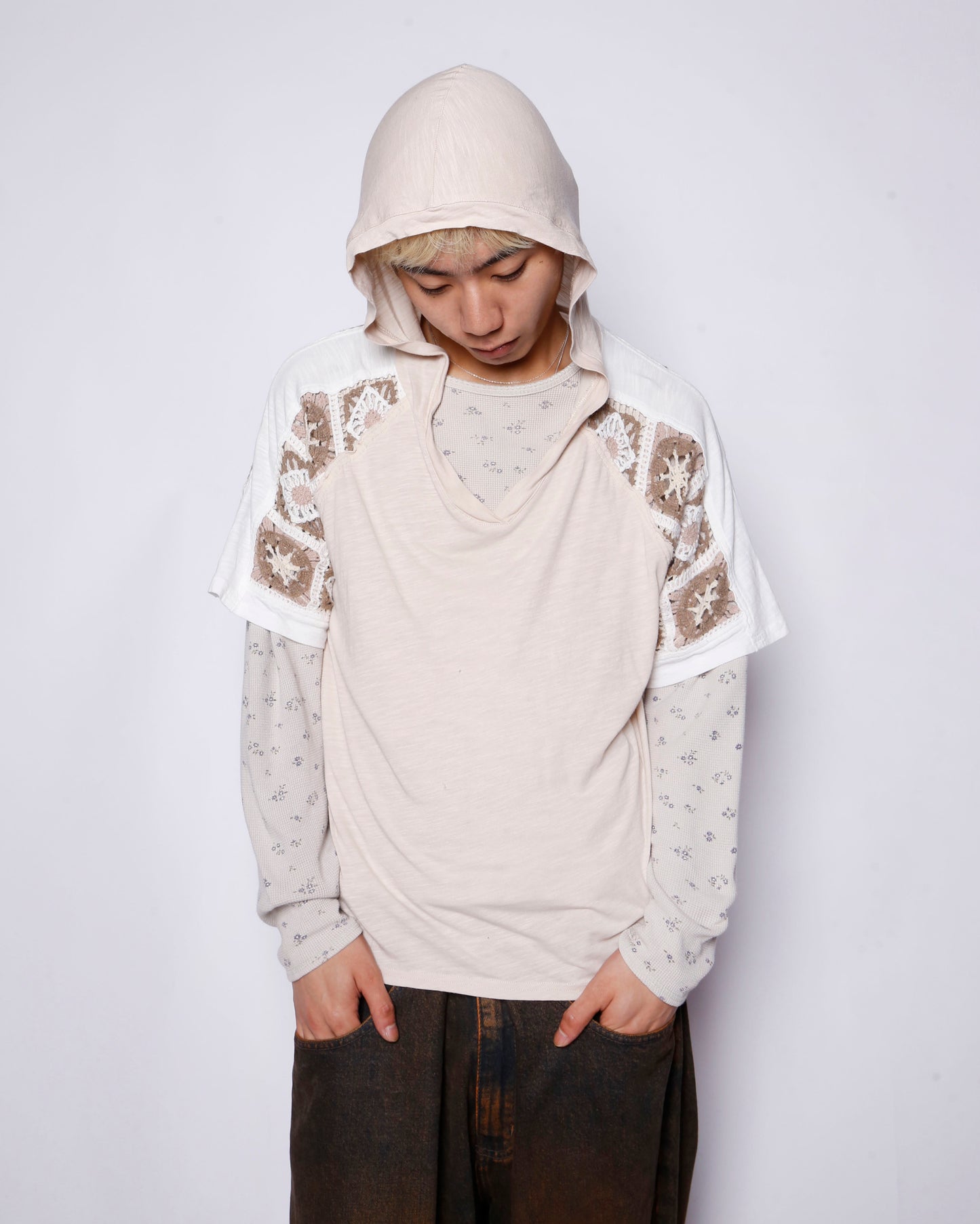 vintage crochet hooded cut sew