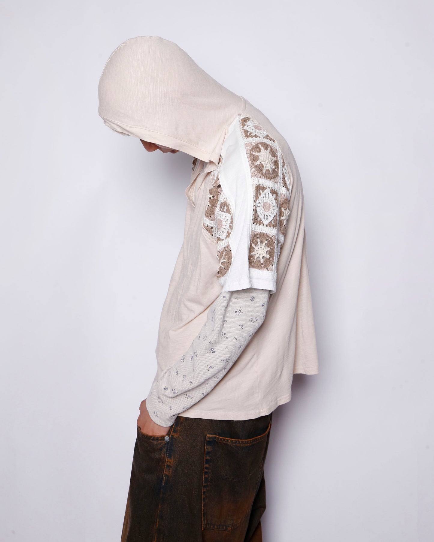 vintage crochet hooded cut sew