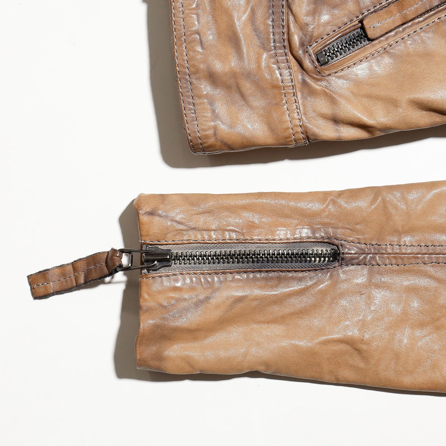 vintage 00's distressed multi zip biker leather jacket