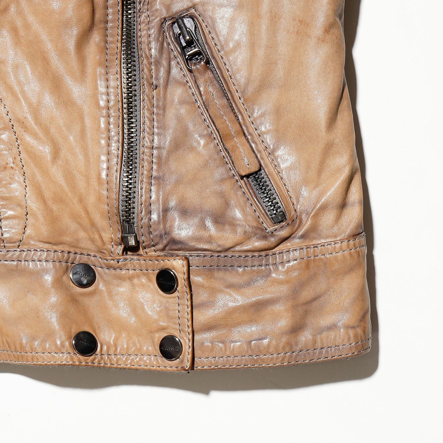 vintage 00's distressed multi zip biker leather jacket
