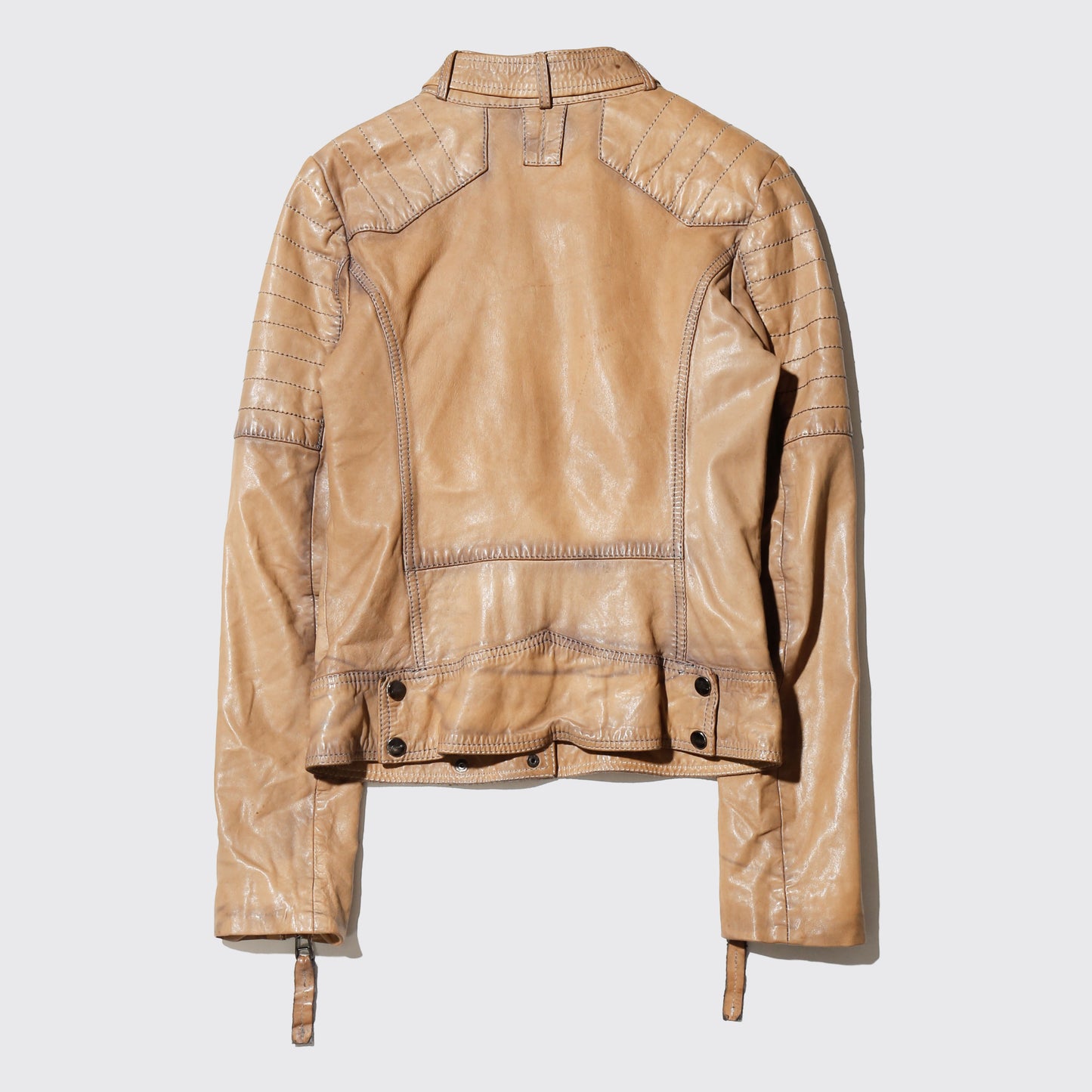 vintage 00's distressed multi zip biker leather jacket