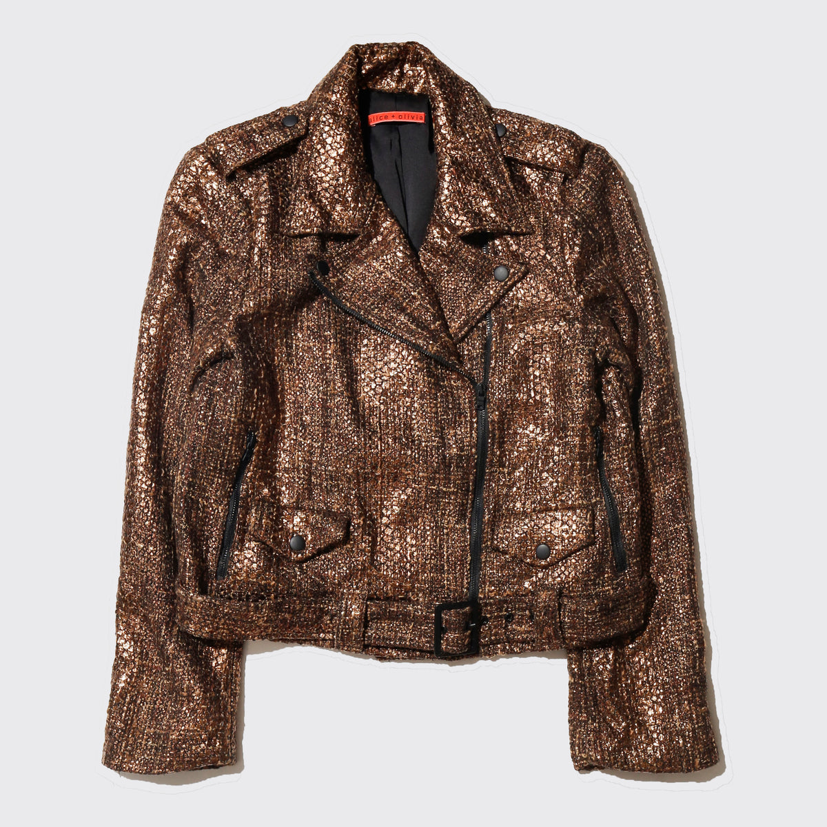 vintage 00's alice+olivia gold tweed riders jacket