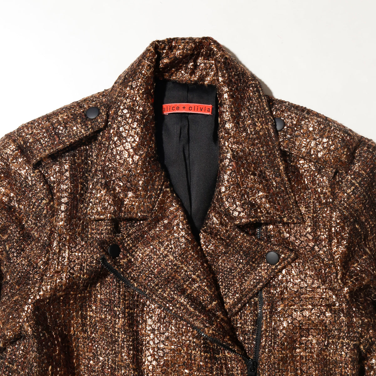 vintage 00's alice+olivia gold tweed riders jacket