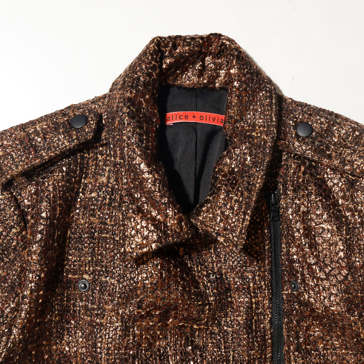 vintage 00's alice+olivia gold tweed riders jacket