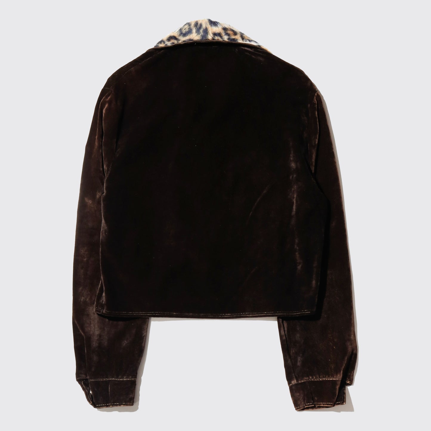 vintage 70's leopard studs velvet trucker jacket
