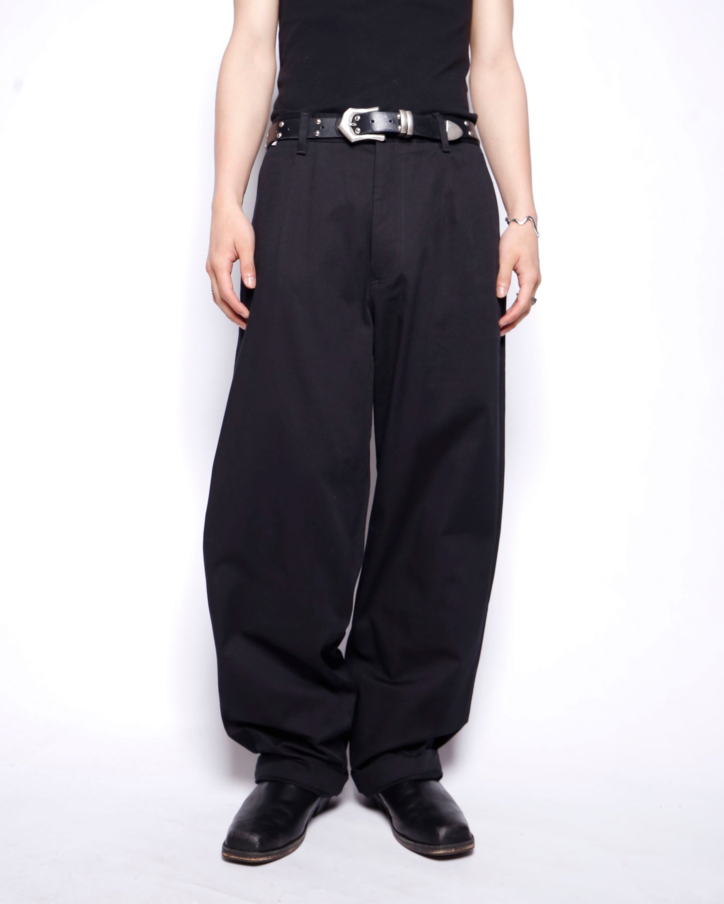 vintage cotton twill tapered trousers