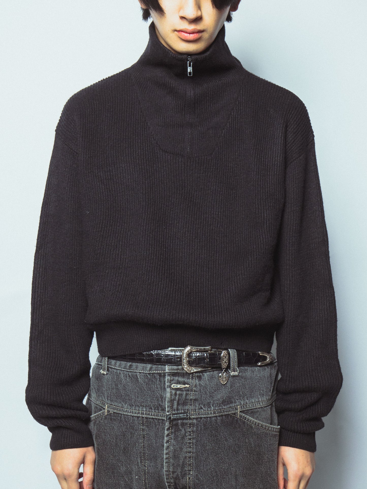 vintage cropped half zip sweater