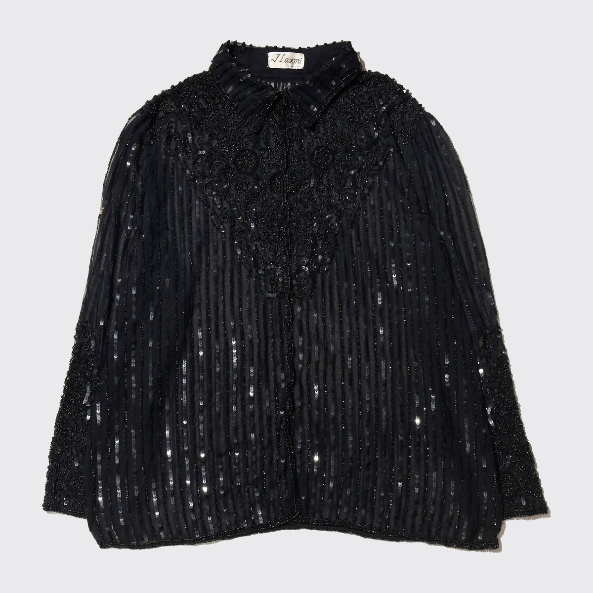 vintage flower bijou/spangle evening shirt