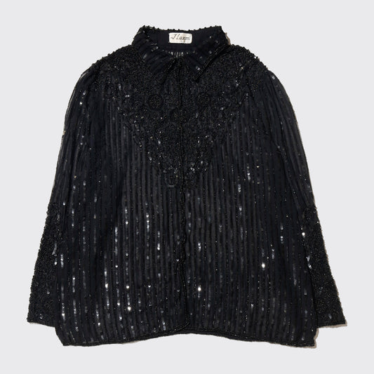 vintage flower bijou/spangle evening shirt