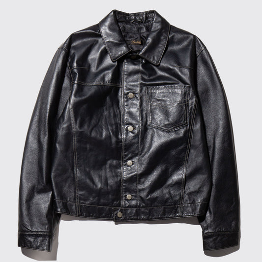 vintage leather trucker jacket