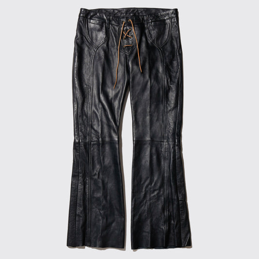 vintage low rise flare leather trousers