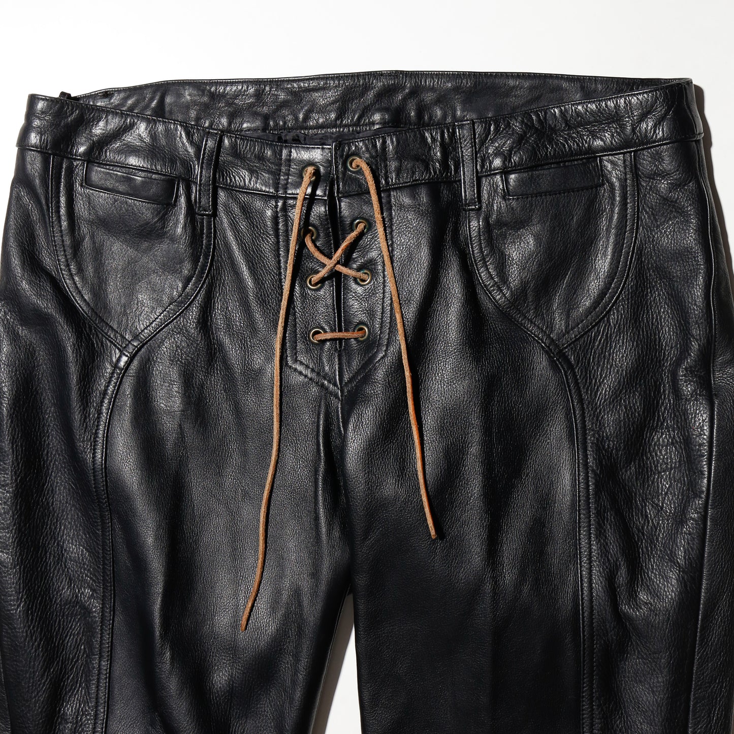 vintage low rise flare leather trousers