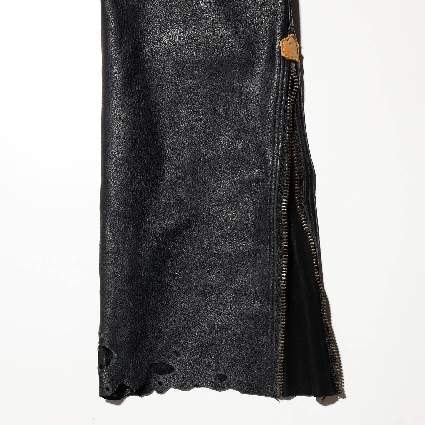 vintage flame/bondage craft leather trousers