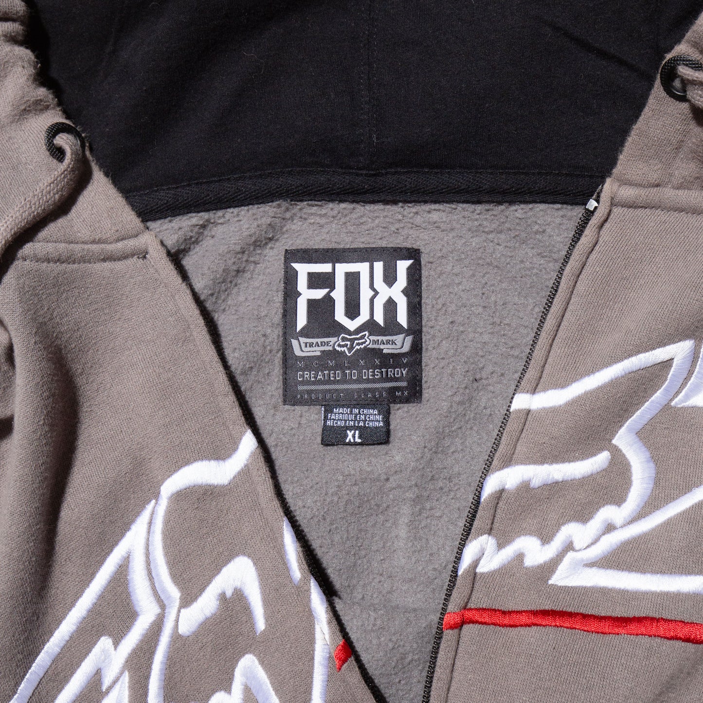 vintage fox zipped hoodie