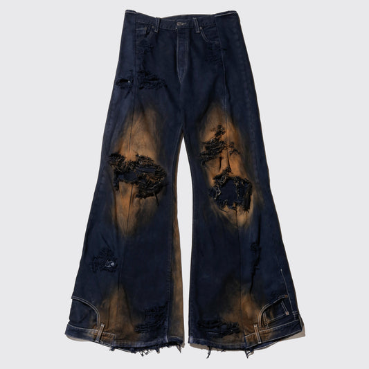 remake broken upside down jeans , muddy finish