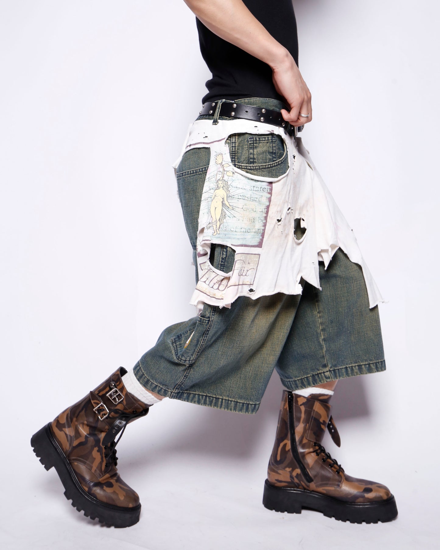 *one-off broken layered shorts
