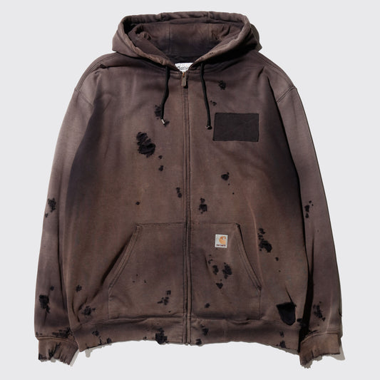 *one-off fadded broken hoodie , with liner