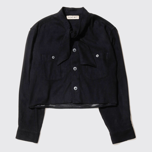 *one-off cropped bowtie wool shirt