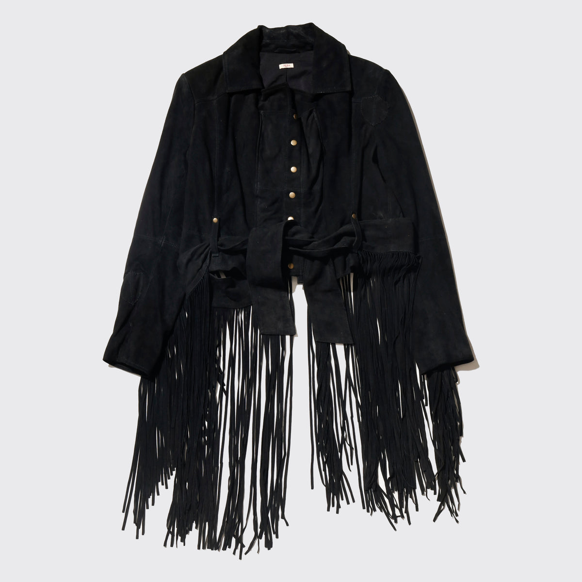 vintage cropped fringe hallow jacket , with fringe belt