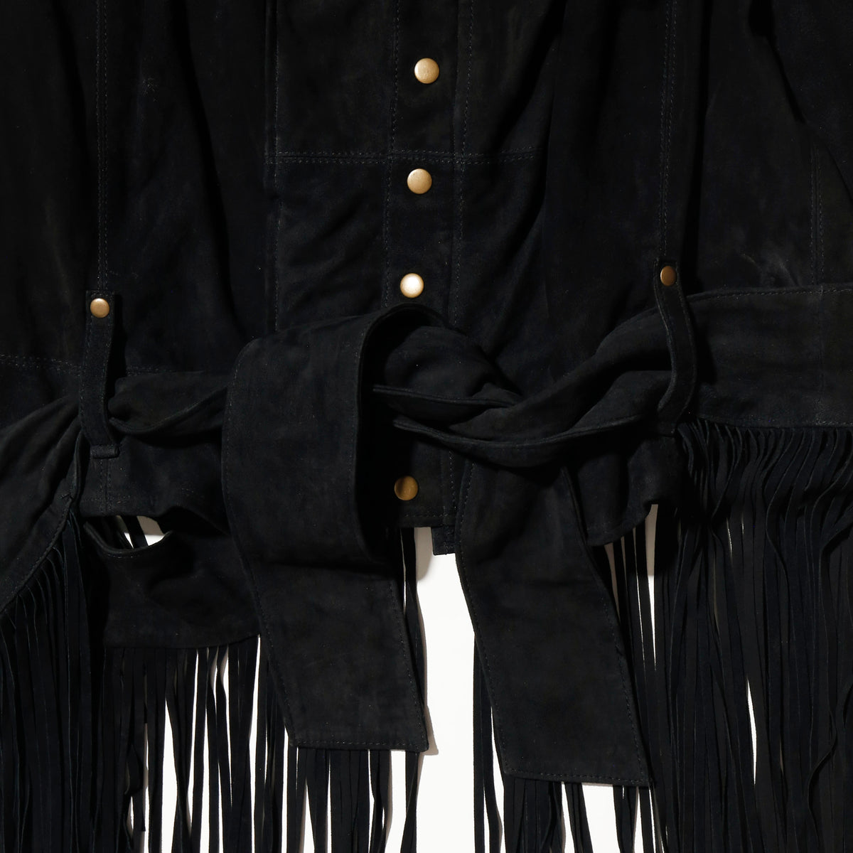 vintage cropped fringe hallow jacket , with fringe belt