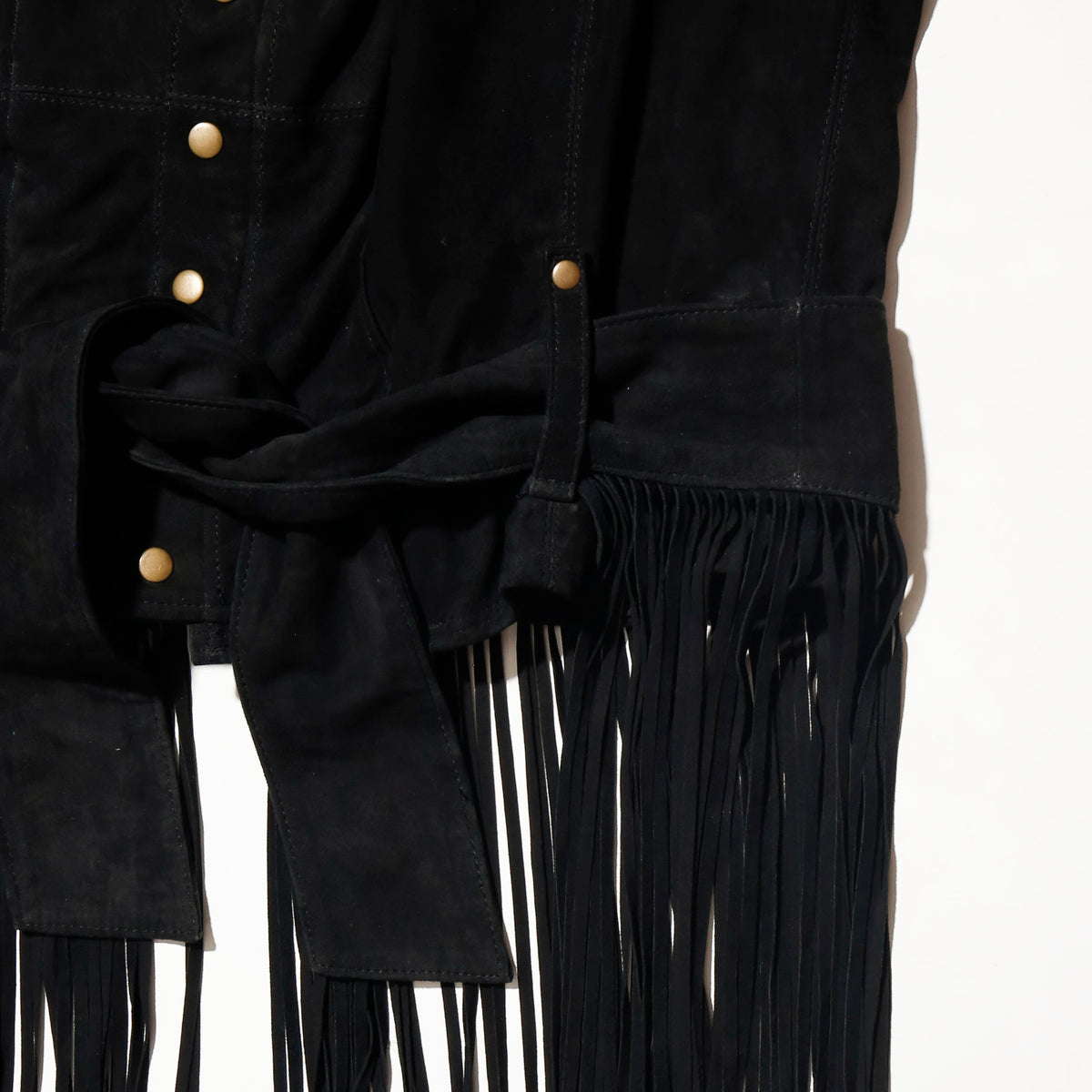 vintage cropped fringe hallow jacket , with fringe belt