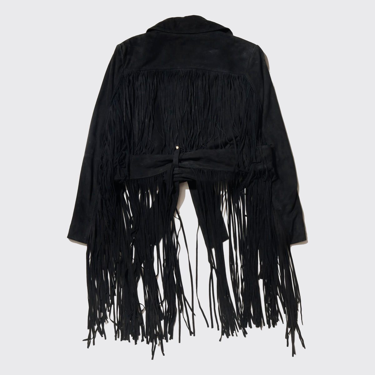 vintage cropped fringe hallow jacket , with fringe belt