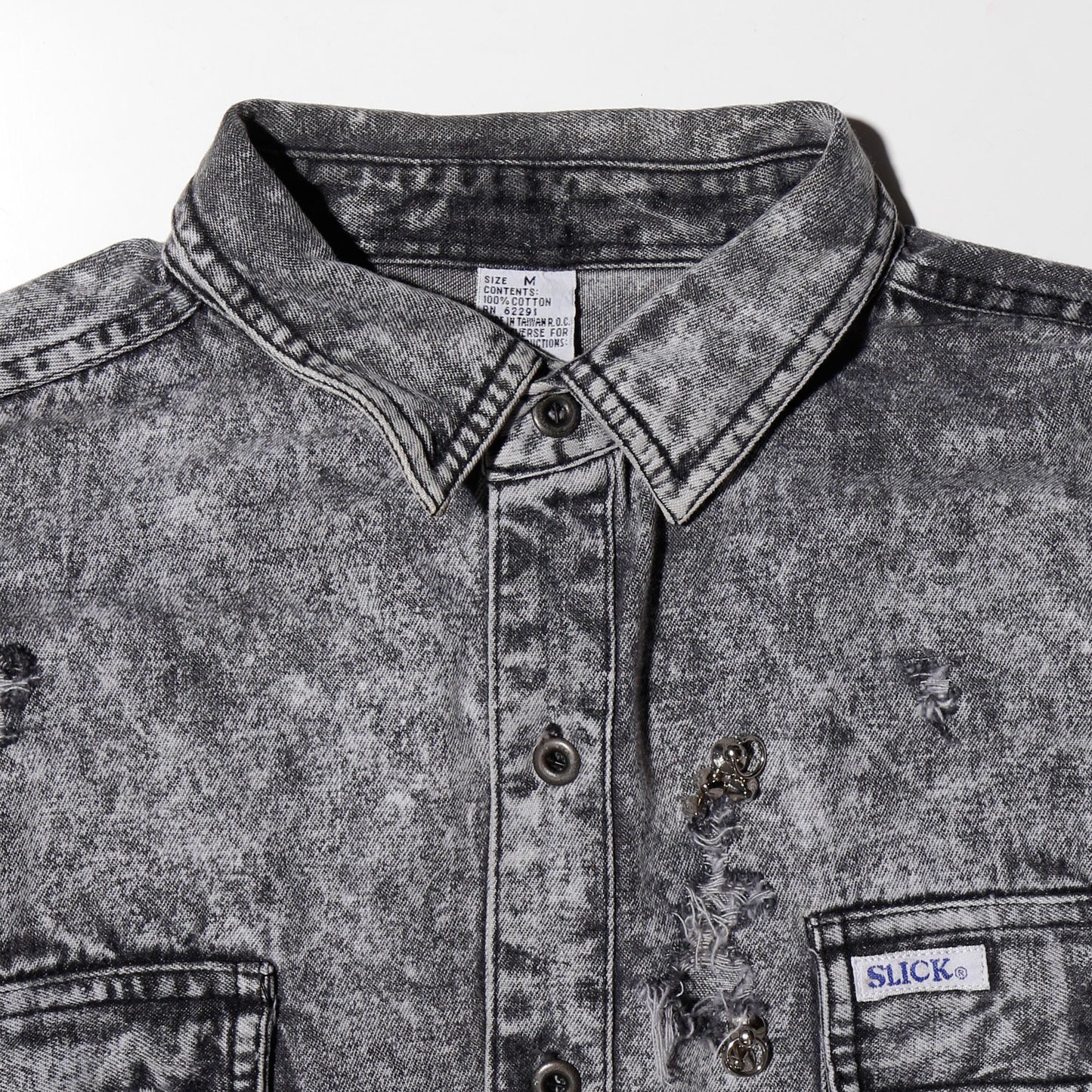 vintage studs broken trucker shirt