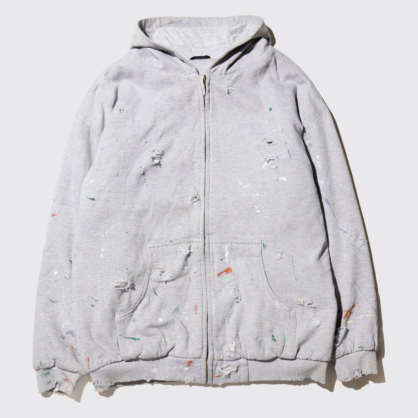 *one-off painted broken hoodie, with line