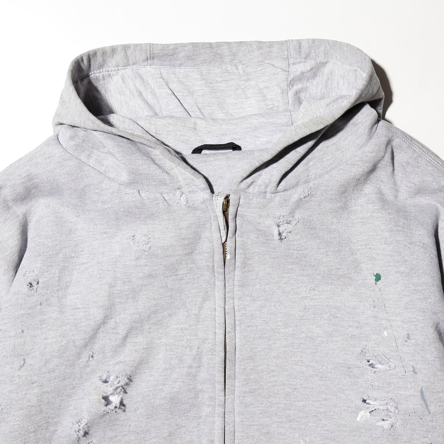 *one-off painted broken hoodie, with line