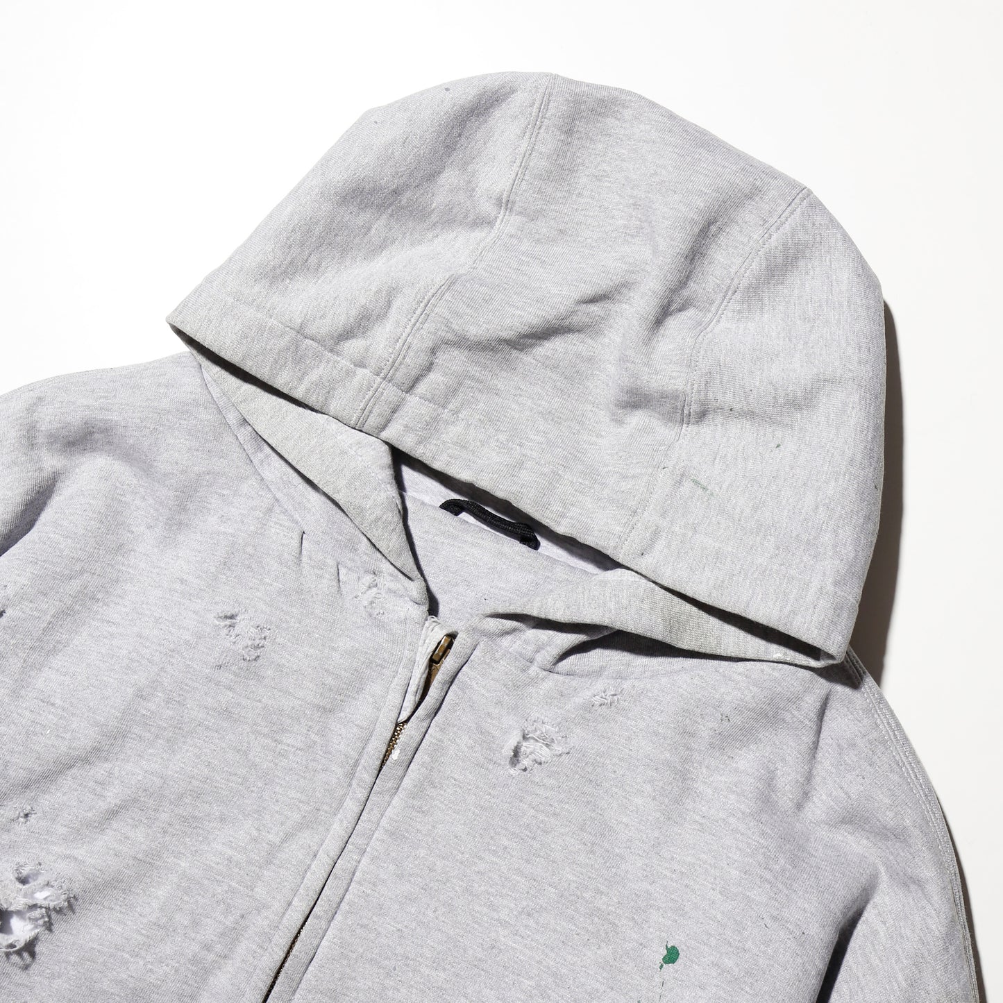 *one-off painted broken hoodie, with line