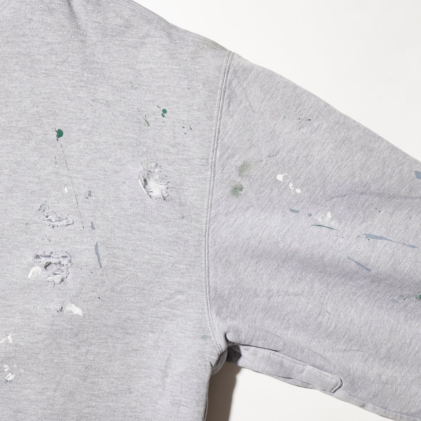 *one-off painted broken hoodie, with line