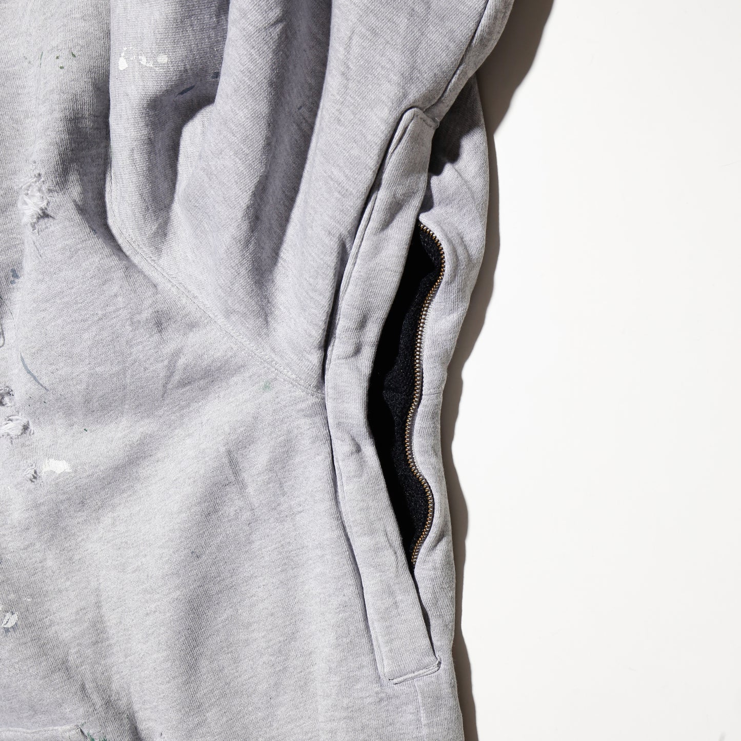 *one-off painted broken hoodie, with line