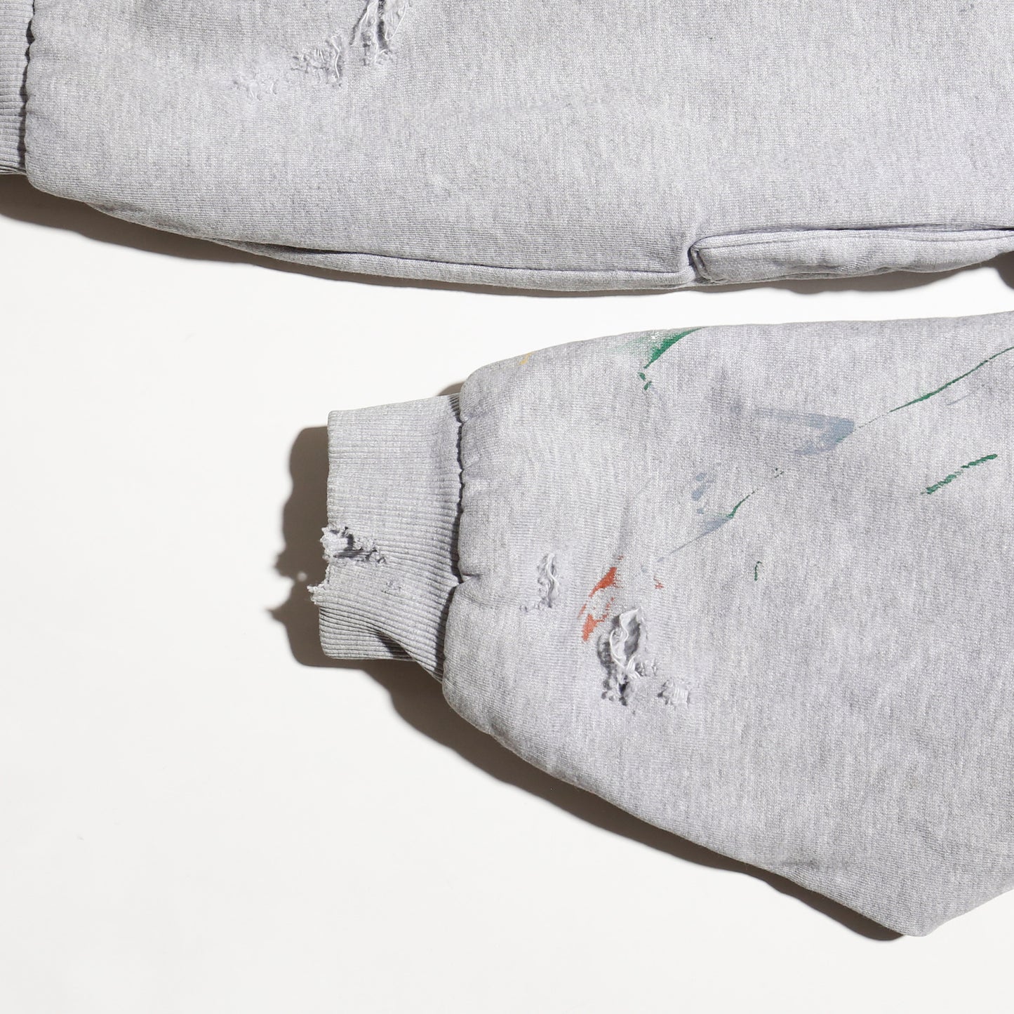 *one-off painted broken hoodie, with line