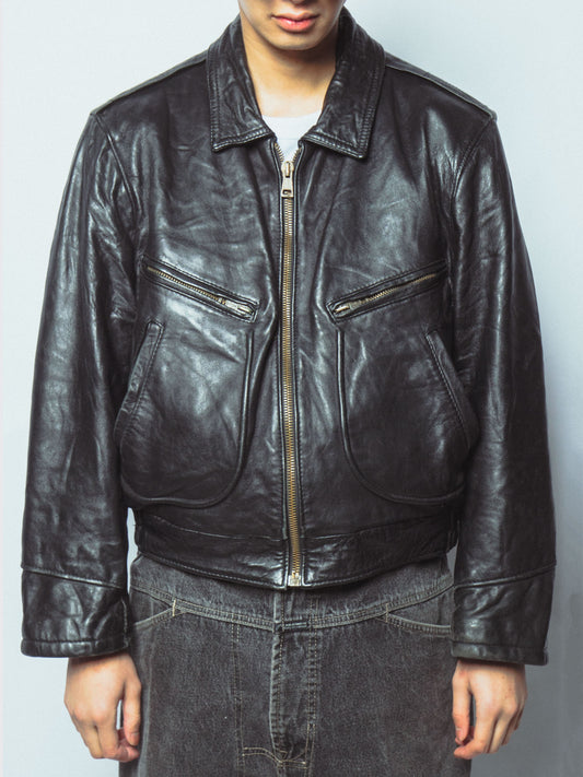 vintage euro aviator leather jacket