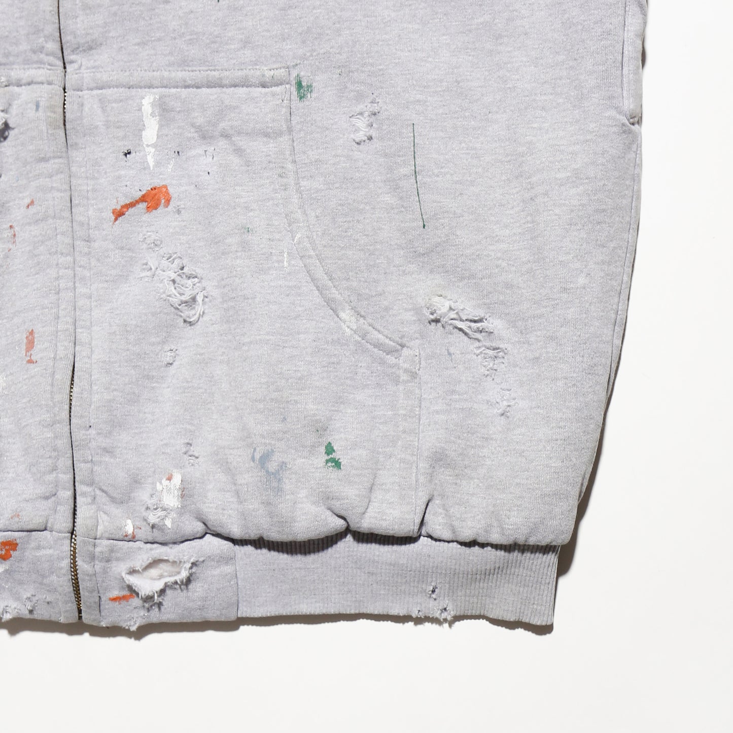 *one-off painted broken hoodie, with line