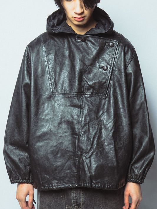 vintage leather anorak pullover