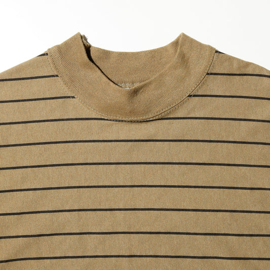 vintage quarter sleeve moc neck border t-shirt