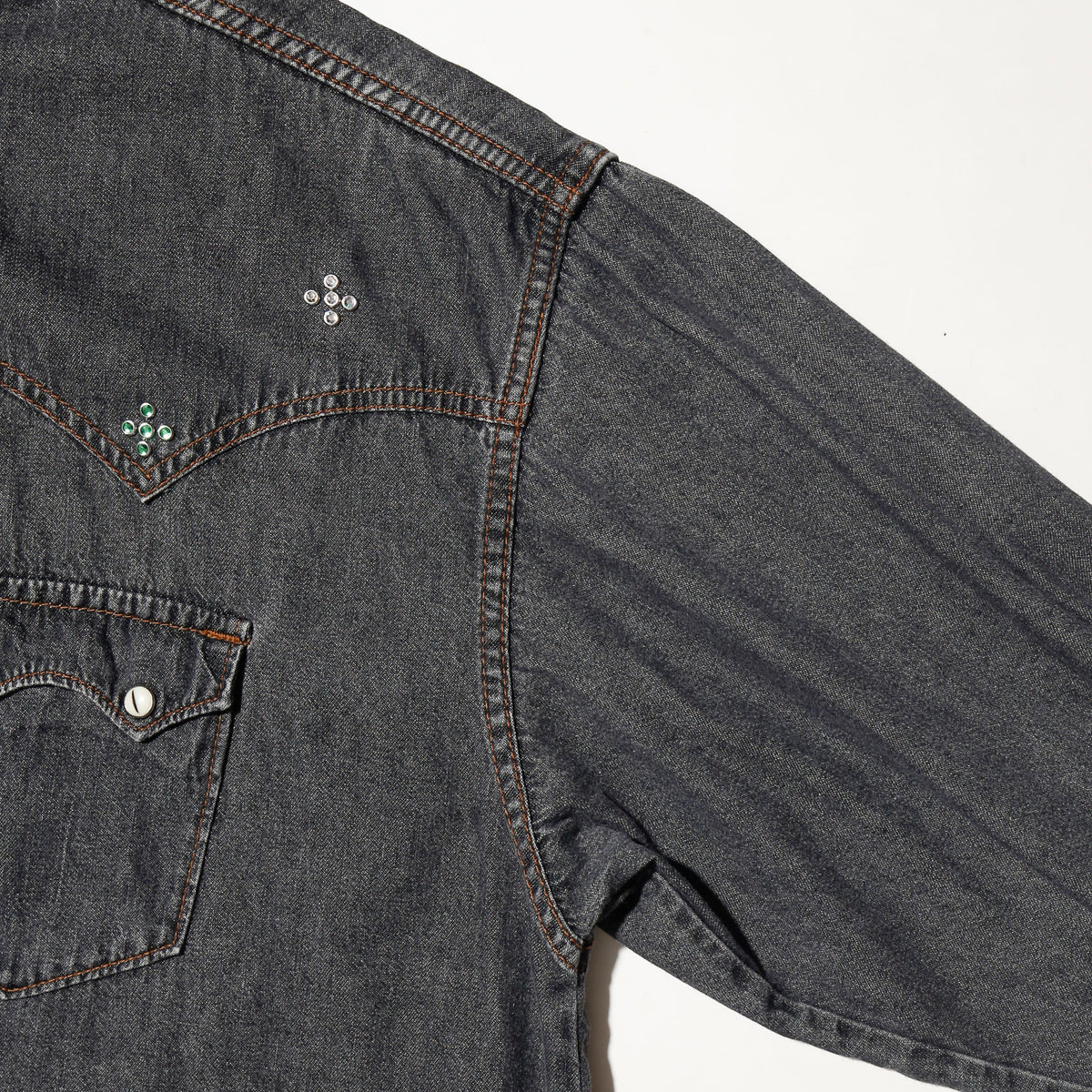 *one-off crystal studs dungaree shirt