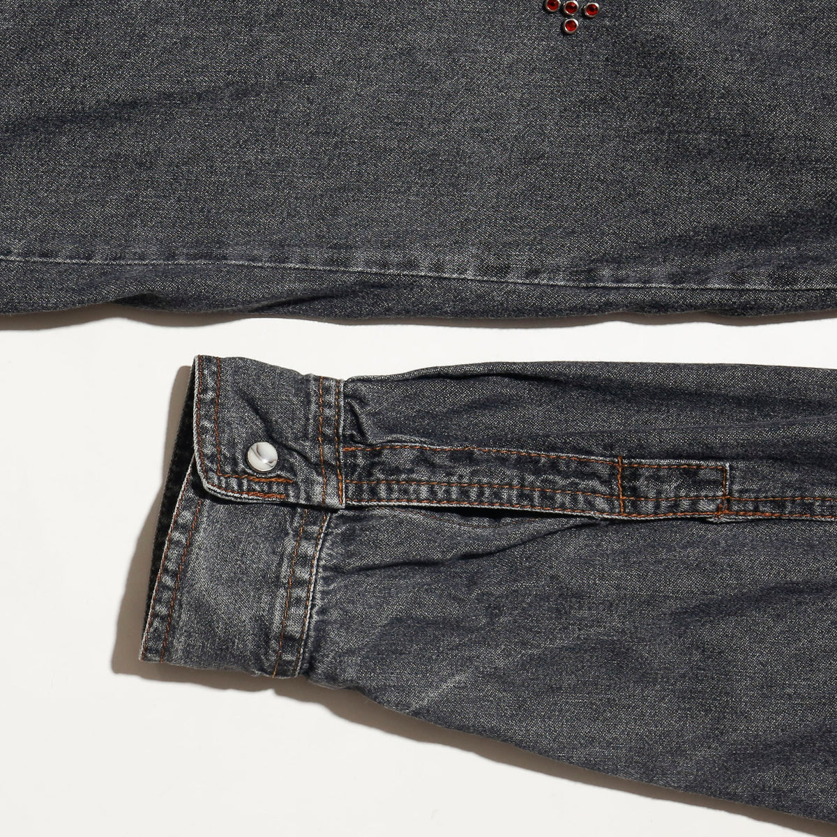 *one-off crystal studs dungaree shirt